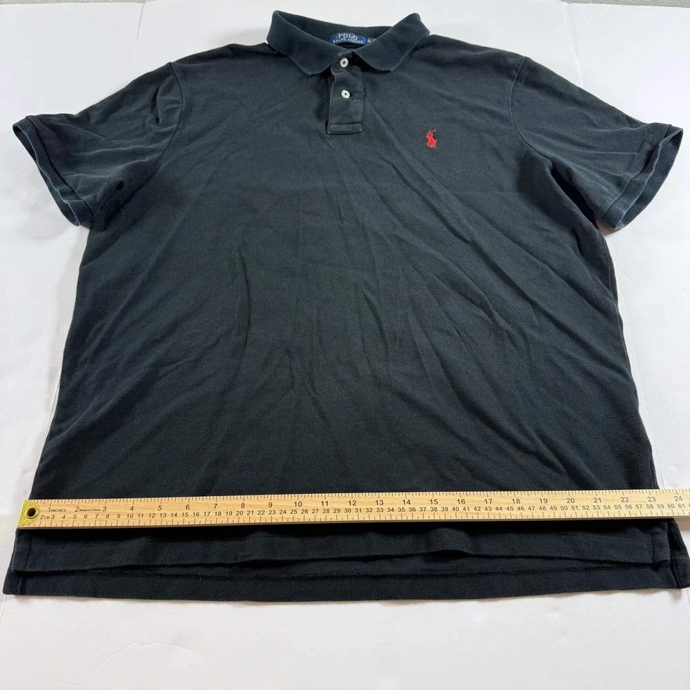 Polo Ralph Lauren Mens XL Classic Fit Black Pique Polo Shirt Red Pony Logo